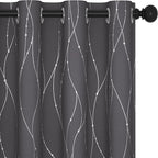Deconovo Short Curtains Grey, Thermal Insulated Soundproof Drapes, Wave Dots by Deconovo