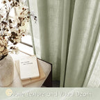 Linen Blend Sage Green Curtains 108 inch Length 2 Panels - Image 5