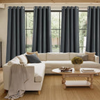 NICETOWN Faux Linen Charcoal Gray Blackout Curtains 84 inches Long - Image 4