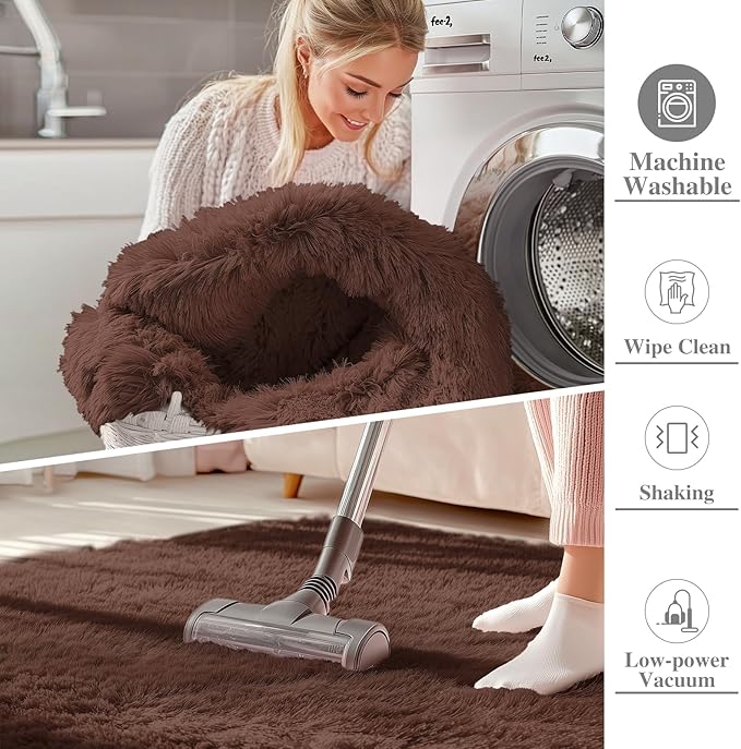 OLANLY 6x6 Area Rugs for Living Room Bedroom, Machine Washable Soft Fluffy - Image 2