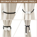 Hion Magnetic Curtain Tiebacks Black 2pcs, Curtain Tiebacks Buckles Holdbacks - Image 5