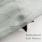 HOMEIDEAS Sage Green Sheer Curtains 52 X 84 Inches Long 2 Panels Embroidered - Image 3