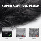 Black Faux Fur Rug for Bedroom 3'x5' Soft Shag Fuzzy Rugs for Living Room - Image 6