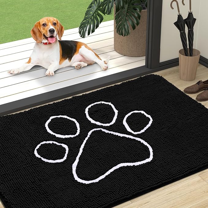 OLANLY Dog Door Mat for Muddy Paws 47x32, Paw Print Design, Absorbs Moisture by OLANLY