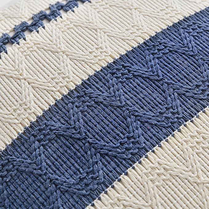 Fancy Homi Set of 1 Dusty Blue Vintage Big Decorative Throw Pillow Covers 24x24 - Image 4