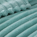 Exclusivo Mezcla Queen Size Flannel Fleece Blanket, Super Soft Striped Jacquard - Image 4