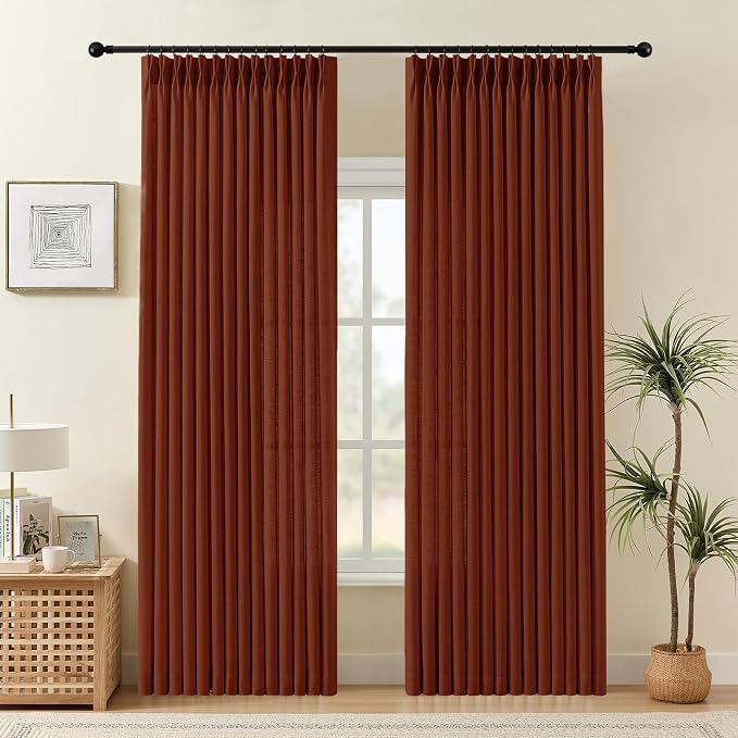 IVAPUPU 90 Inch Linen Blend Curtains 2 Panel Set by IVAPUPU