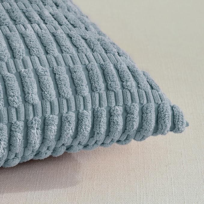 Fancy Homi 4 Packs Boho Light Blue Decorative Throw Pillow Covers 20x20 Inch - Image 4