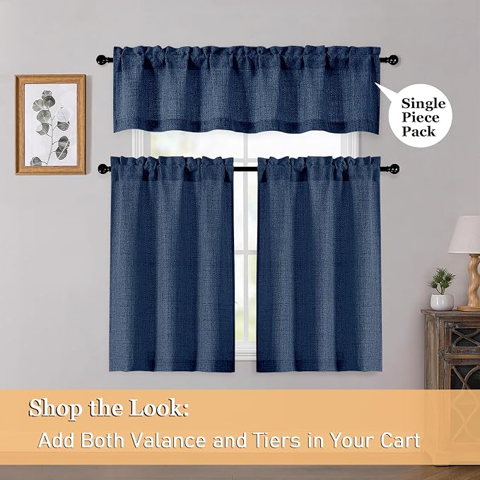 OWENIE Navy Blue Valances for Windows 1 Pcs 22 Inch Length, Light Filtering - Image 6