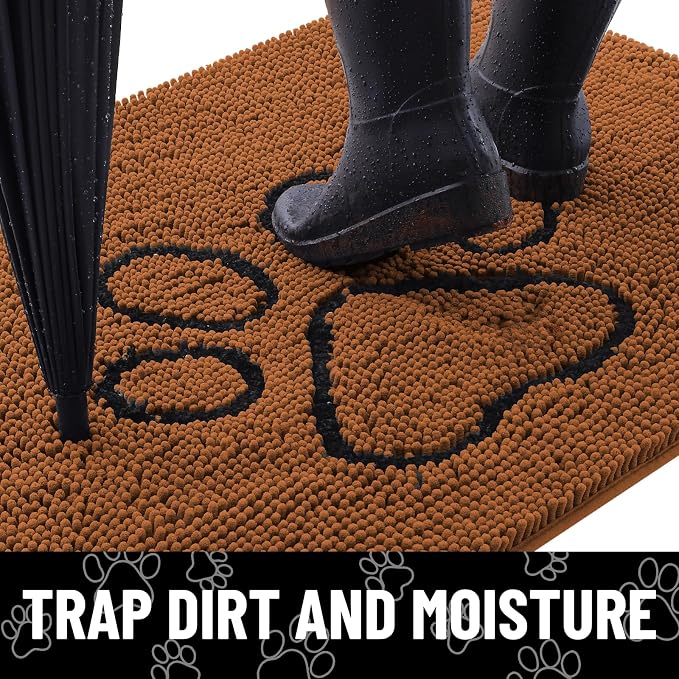 Smiry Dog Door Mat for Muddy Paws, Absorbent Dirt Trapper Non Slip Quick Dry - Image 2