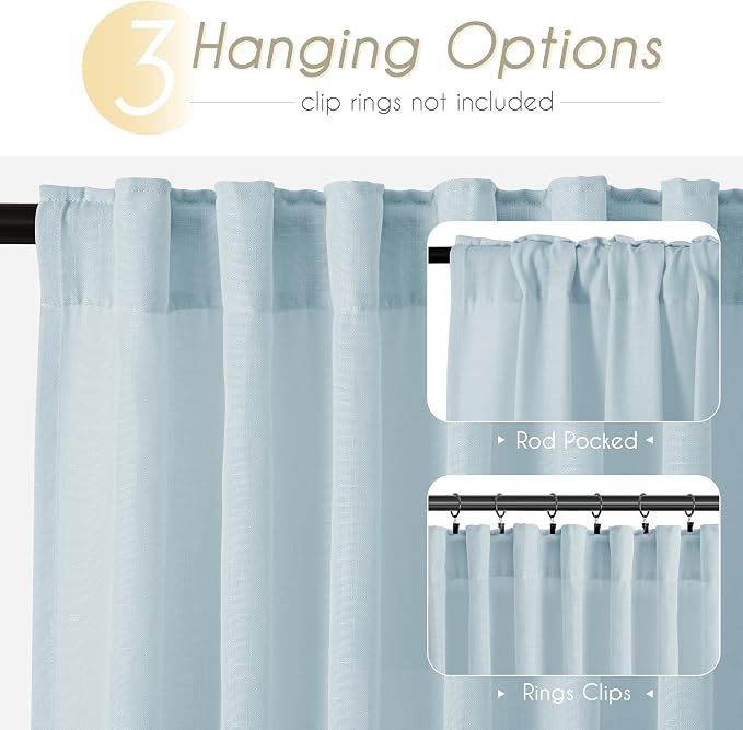 Sky Blue Curtains 108 inch Length - Image 2