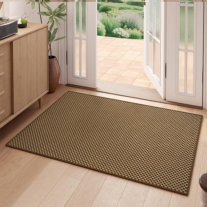 YDKGL 2x3 ft Indoor Door Mat Entryway Rug Non Slip Boho Woven Washable Small by YDKGL