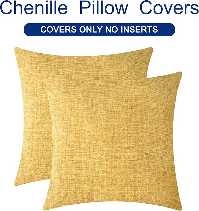 CaliTime Throw Pillow Covers Decorative 26 X 26 Inches Pack of 2 Cozy Chenille - Image 6