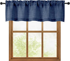 OWENIE Navy Blue Valances for Windows 1 Pcs, Light Filtering Textured Farmhouse by OWENIE
