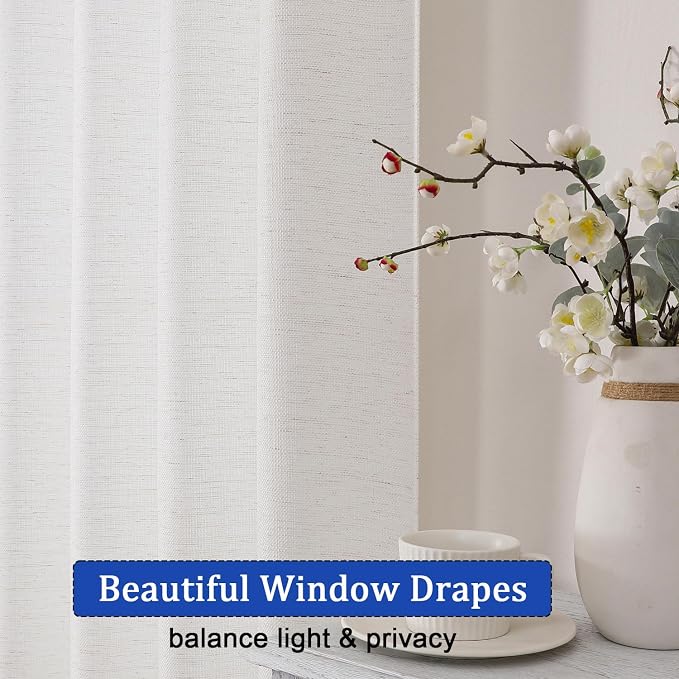 Chyhomenyc Blend Linen Valance for Windows, Light Filtering Blend Linen - Image 7