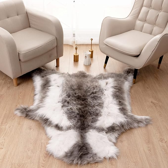 Carvapet Soft Fur Rugs Fake Reindeer Hide Area Rug Fluffy Faux Fur Carpet - Image 3
