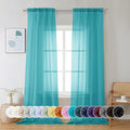 Chyhomenyc Turquoise Sheer Curtains 96 inches Long 2 Panels, Light Filtering by Chyhomenyc