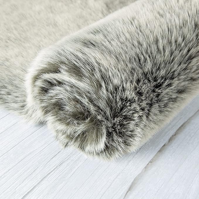 Ashler Faux Fox Fur Rug, 3x5 Rectangle Rug, Ultra Soft Shaggy Area Rugs - Image 6
