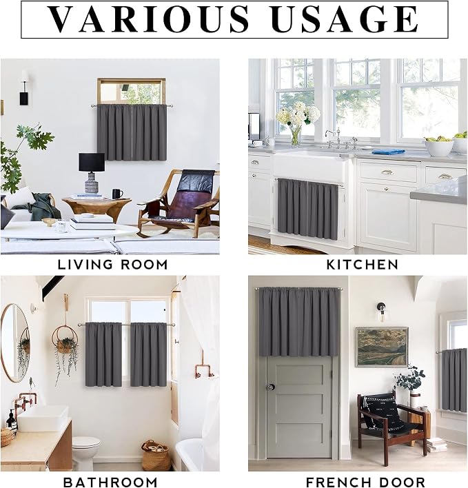 RYB HOME Cafe Blackout Curtains 24 inch Length, RV Curtains - Image 5