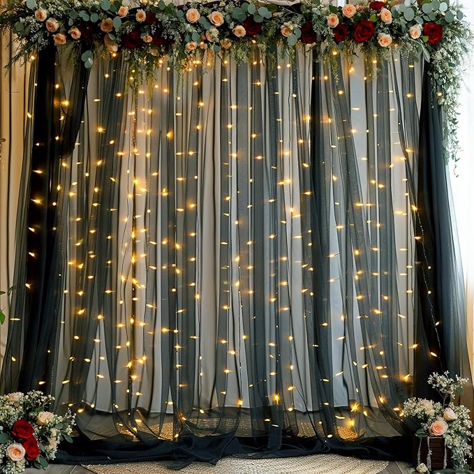 10ft x 15ft Black Tulle Backdrop Curtain - Image 8