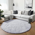 ONASAR White Round Area Rugs 5ft, Soft Bedroom Circle Rug Floor Mat - Image 3