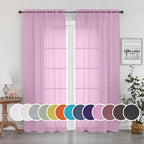 OWENIE Sheer Curtains Light Pink, Sheer Curtains 63 inches Length 2 Panels Set by OWENIE