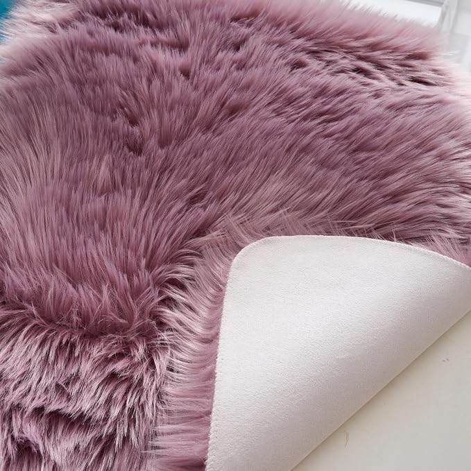 Arbosofe Ultra Soft Faux Fur Rug, Small Area Rugs, Light Purple Fluffy Shaggy - Image 5