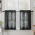 Simplebrand Semi Sheer Black Curtains 30 Inch Length 2 Panels, Geometric by Simplebrand