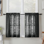 Simplebrand Semi Sheer Black Curtains 30 Inch Length 2 Panels, Geometric by Simplebrand