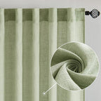 MIULEE Sage Green Linen Curtains 100 Inch Length 2 Panels - Image 2