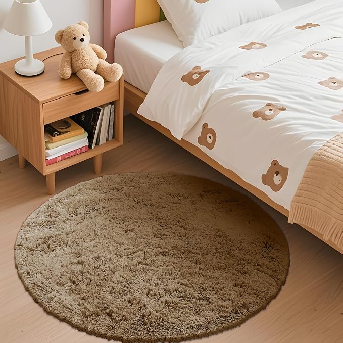 OLANLY Taupe Round Rugs for Bedroom - Image 3