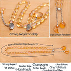 PEDOBO Magnetic Curtain Tiebacks, 2 Pack Crystal Beaded Sun & Moon Pendants - Image 3