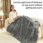 HIMEET Grey Ribbed King Size Blanket - Image 3