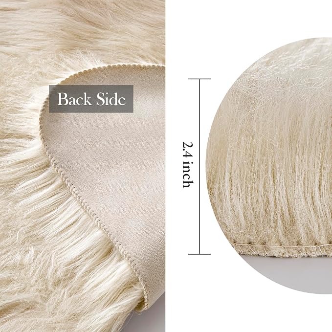 MIULEE Luxury Soft Fluffy Area Rug 3x5 Feet, Faux Fur Sheepskin Rug Decorative - Image 2