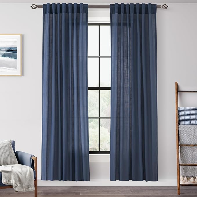 Navy Blue Curtains 80 inch Length by Jolilight