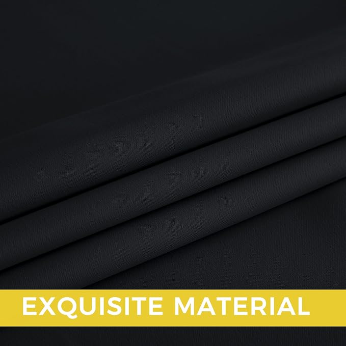 NICETOWN Room Darkening Draperies Curtains Panels, 2 Panels Black W52 x L63 - Image 5