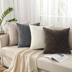 decorUhome Dark Brown Chenille Euro Sham Throw Pillow Covers 24x24 Set of 2 - Image 7
