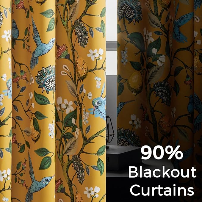 Extra Long 108 Inches Curtains for Large Window Luxury Mustard Yellow Floor To - Image 4