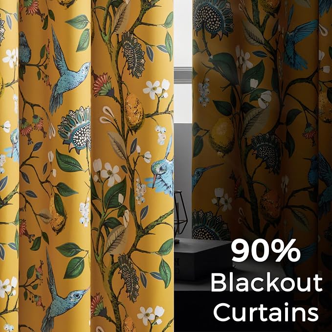 94 Inches Long Custom Satin Window Treatments, Retro Art Deco Floral - Image 4