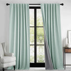 RYB HOME 100% Blackout Linen Textured Curtains 108 inches Long, Thermal - Image 2