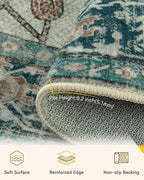 RELEANY Area Rugs 5ft Washable Non-Slip, Floral Vintage Distress Print Pattern - Image 3