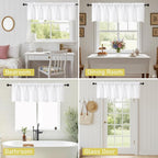 White Valances for Windows, Light Filtering Faux Linen Textured Small Short - Image 7