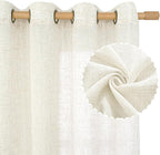 LAMIT Cream Linen Curtains 80 inches Long 2 Panels Set, Sheer White Light - Image 2