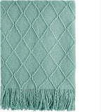 BOURINA Dark Cyan Throw Blanket 50 x90 Inches Textured Solid Soft Sofa Throw by BOURINA