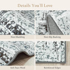 Rugflix 5x7 Washable Area Rugs, Neutral Boho Carpet Living Room Rug Non Slip - Image 5
