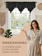 Molaxhome Swag Curtain 51 inch Length Rod Pocket Scalloped Curtain Valance - Image 3