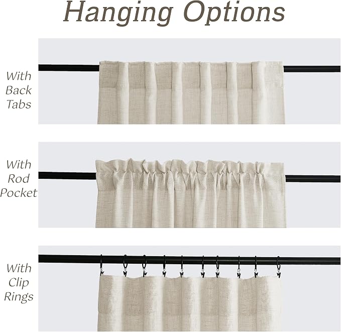 RYB HOME Living Room and Bedroom Curtains and Drapes Linen Sheer, Light - Image 5