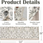 jinchan Linen Valance Kitchen Curtain Pack of 2 Double Layer 18 Inch - Image 7