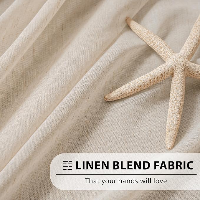 FMFUNCTEX Linen Sheer Curtains for Bedroom, Taupe Curtains 84 inches Long for - Image 9
