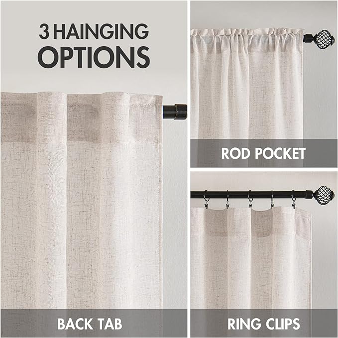 MIULEE White Linen Curtains 72 Inch Length - Image 3